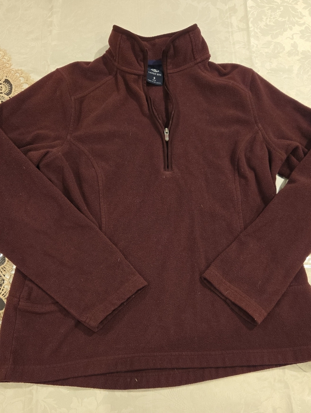 Maroon Lands' End Half-Zip Fleece in Burgundy Size 6-8